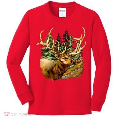 Wildlife - Elk Portrait Kids Long Sleeve Shirt