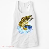 Wildlife - Fish Fishing Large Mouth Bass Portrait Women's Tank Top thumb 0