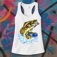 Wildlife - Fish Fishing Large Mouth Bass Portrait Women's Tank Top thumb 3