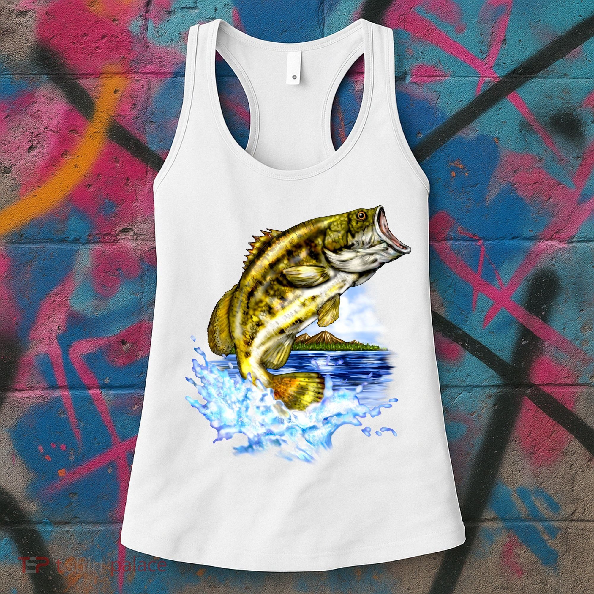Wildlife - Fish Fishing Large Mouth Bass Portrait Women's Tank Top