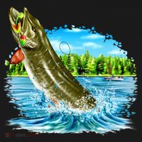Wildlife - Fishing Muskie Fish Portrait Women's Hoodie thumb 2