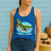 Wildlife - Fishing Muskie Fish Portrait Women's Tank Top thumb 2