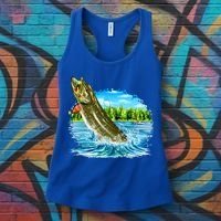 Wildlife - Fishing Muskie Fish Portrait Women's Tank Top thumb 3