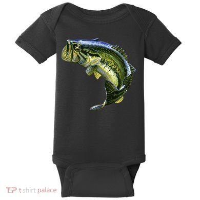 Wildlife - Large Mouth Bass Jumping Baby Bodysuit
