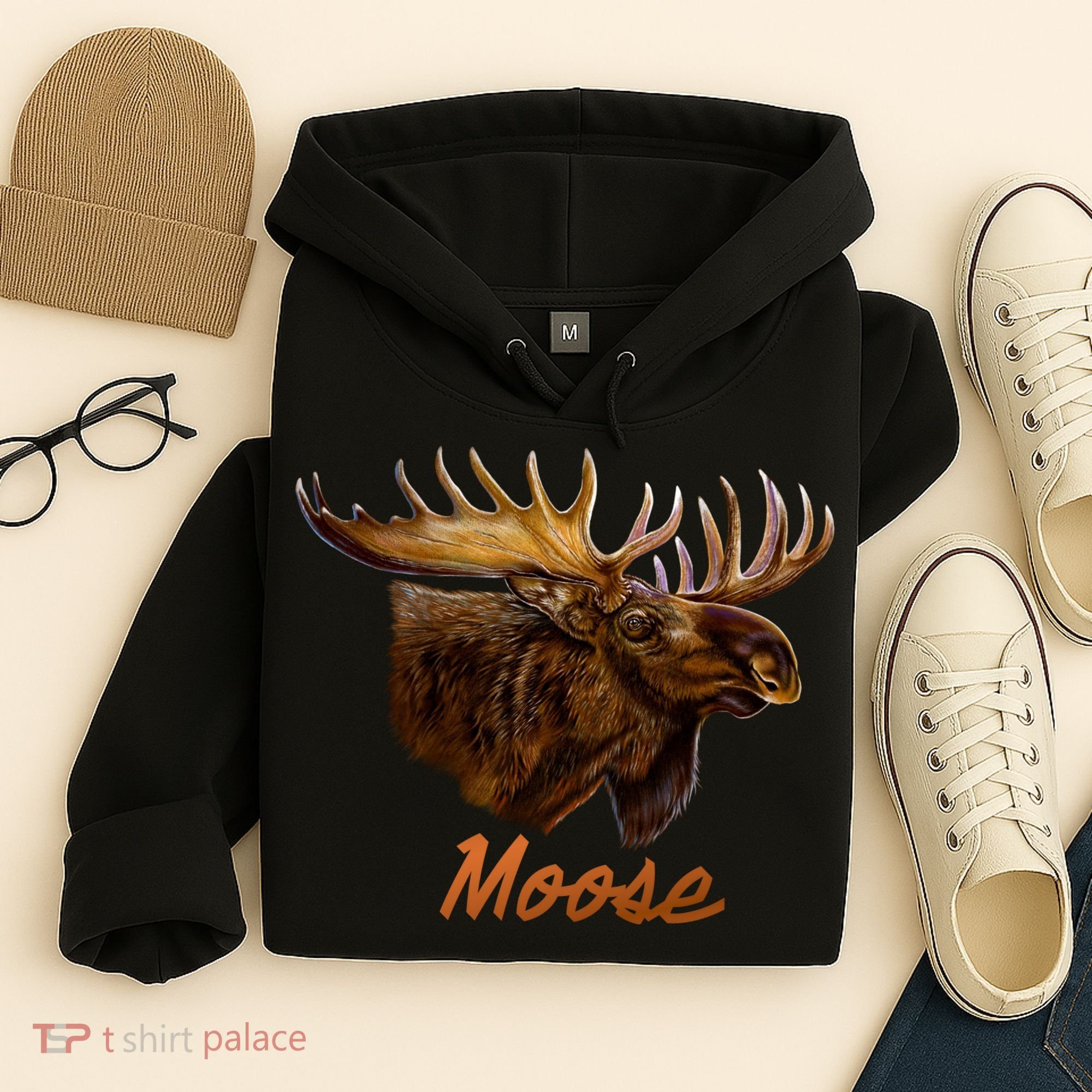 Wildlife - Moose Head Portrait Hoodie