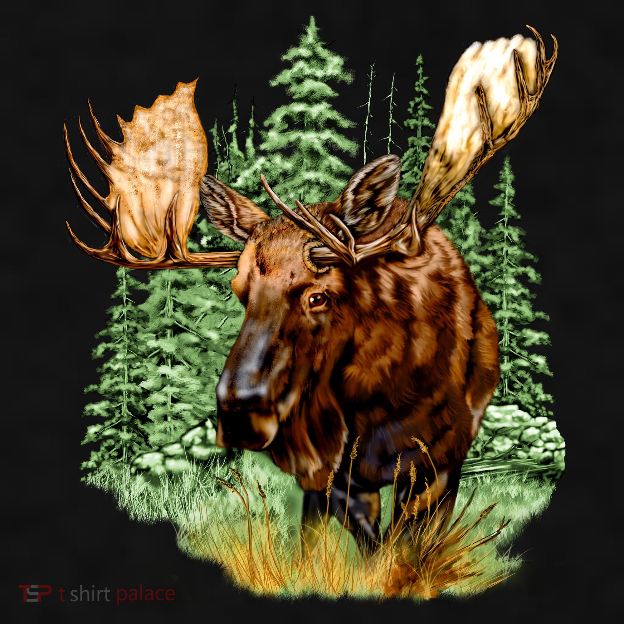 Wildlife - Moose Portrait Ladies PosiCharge Tri-Blend Wicking Tank