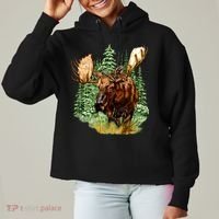 Wildlife - Moose Portrait Ladies Heavyweight Boxy Pullover Hoodie thumb 0