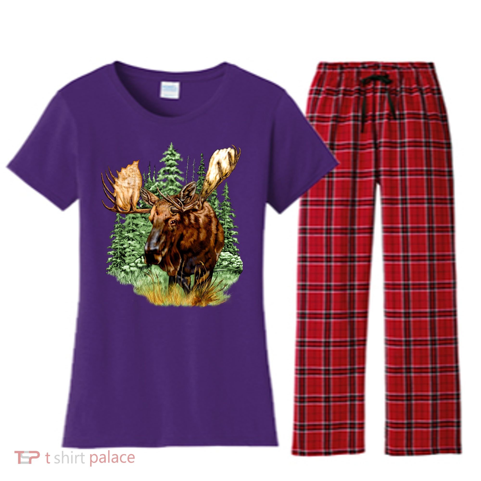Wildlife - Moose Portrait Women's Flannel Pajama Set