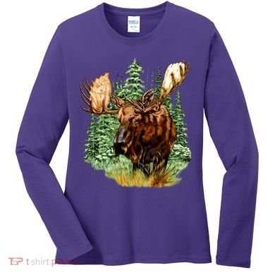 Wildlife - Moose Portrait Women's Long Sleeve Shirt