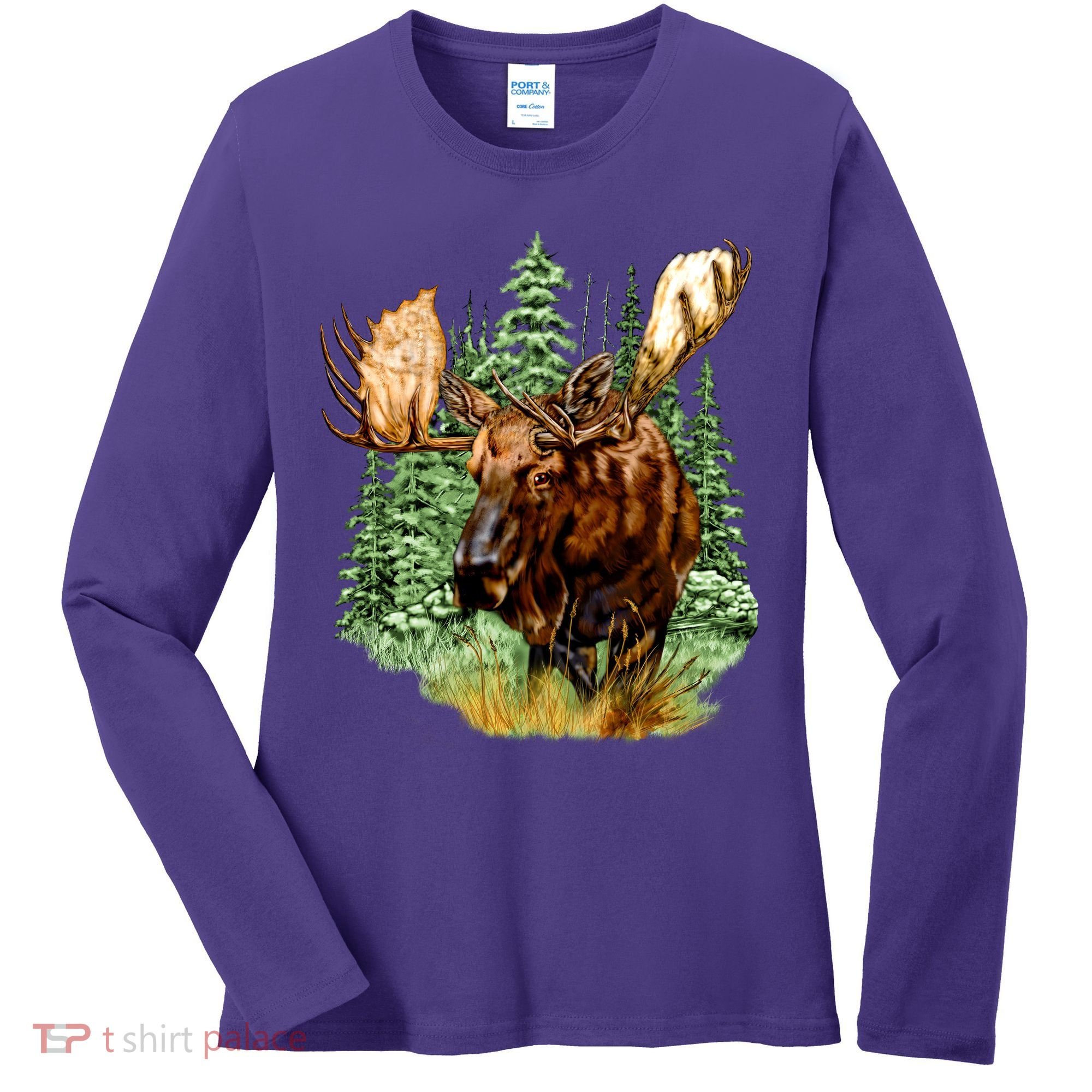 Wildlife - Moose Portrait Women's Long Sleeve Shirt
