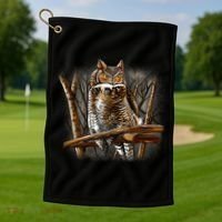 Wildlife - Owl Perched Golf Towel thumb 1