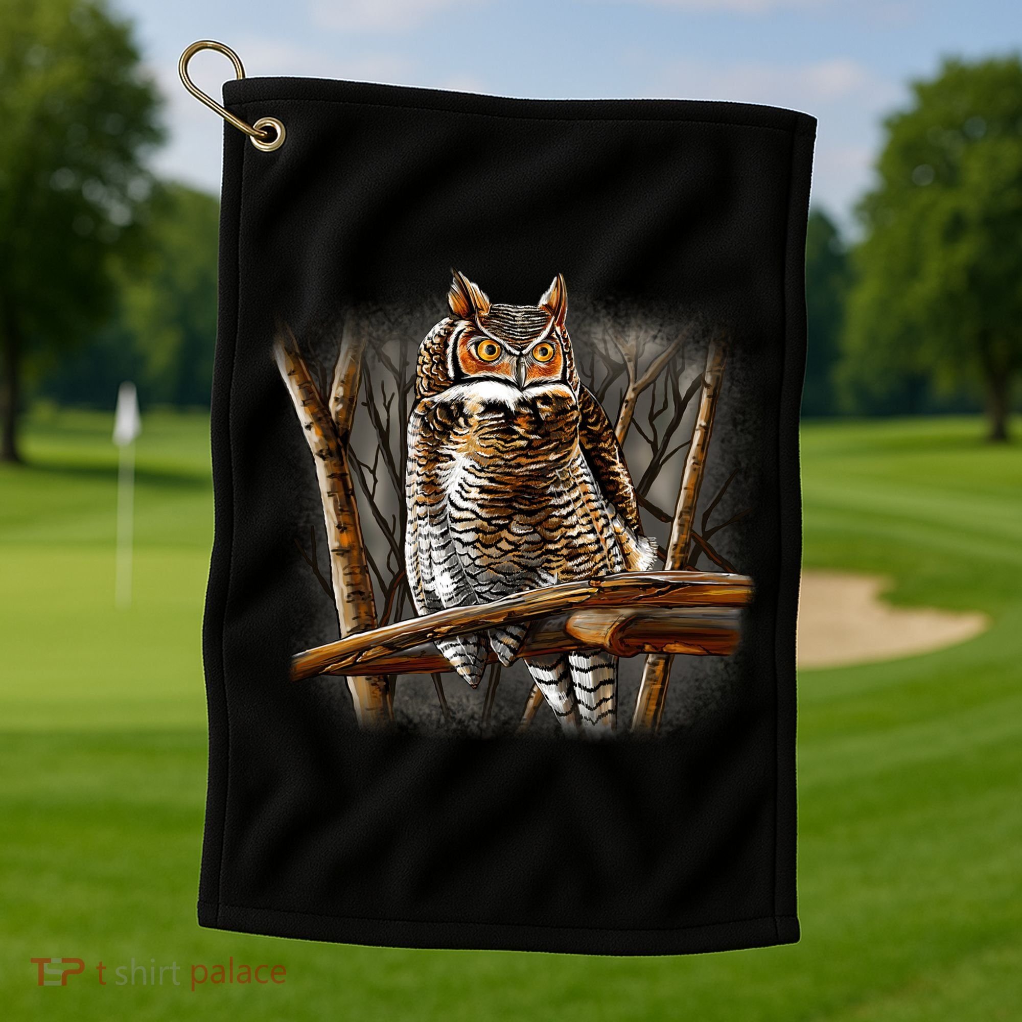 Wildlife - Owl Perched Golf Towel