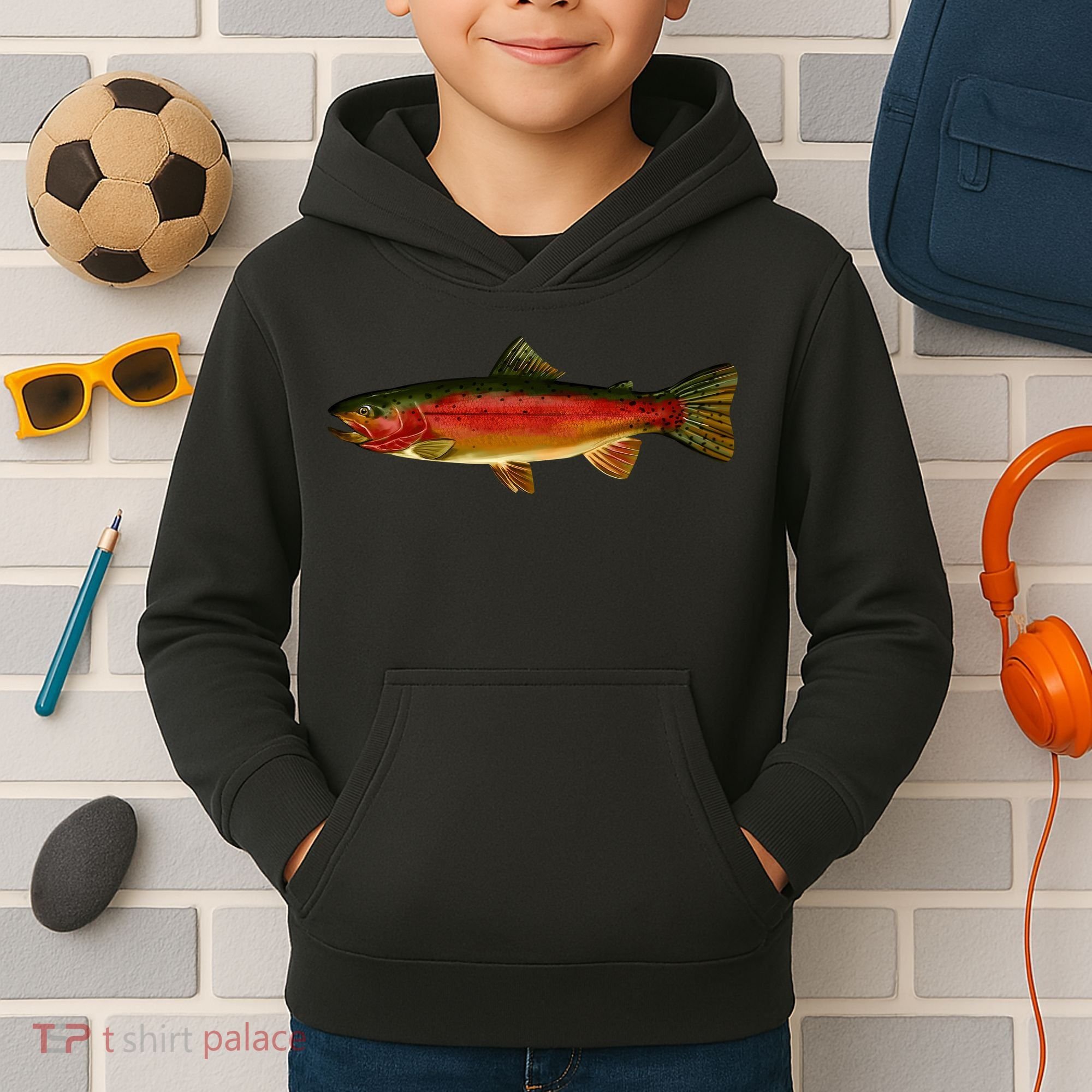 Wildlife - Rainbow Trout Side Kids Hoodie