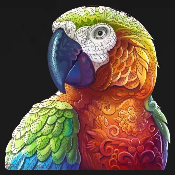 Wildlife - Scarlet Macaw Ara Parrot Button