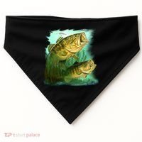 Wildlife - Two Jumping Bass USA-Made Doggie Bandana thumb 0