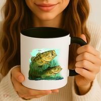 Wildlife - Two Jumping Bass Coffee Mug thumb 3