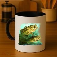 Wildlife - Two Jumping Bass Coffee Mug thumb 4