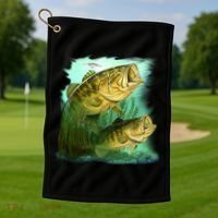Wildlife - Two Jumping Bass Golf Towel thumb 1