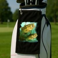 Wildlife - Two Jumping Bass Golf Towel thumb 2