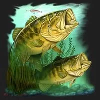 Wildlife - Two Jumping Bass Golf Towel thumb 3