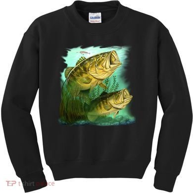 Wildlife - Two Jumping Bass Kids Sweatshirt