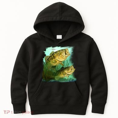 Wildlife - Two Jumping Bass Kids Hoodie