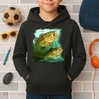 Wildlife - Two Jumping Bass Kids Hoodie thumb 2