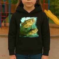 Wildlife - Two Jumping Bass Kids Hoodie thumb 3