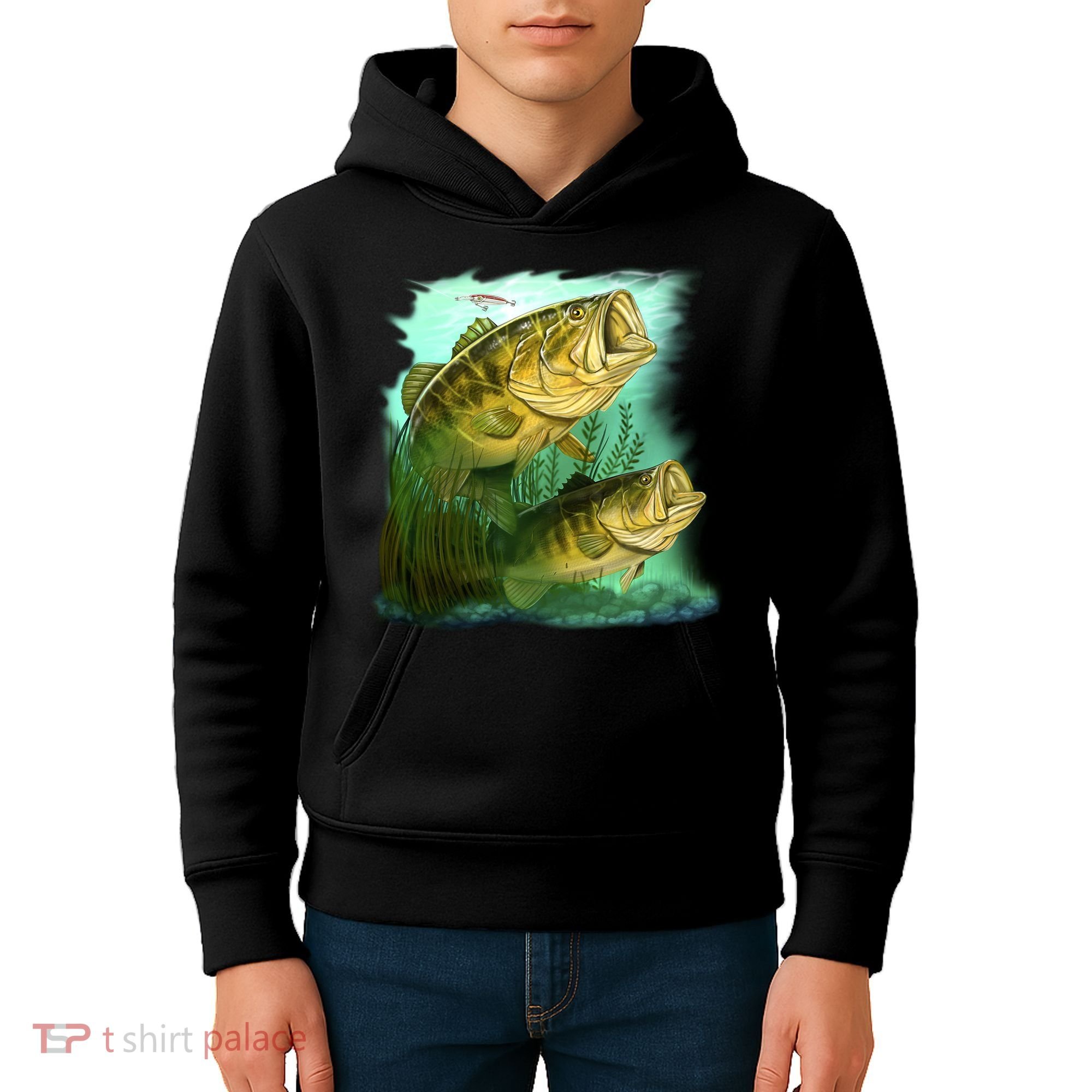 Wildlife - Two Jumping Bass Kids Hoodie