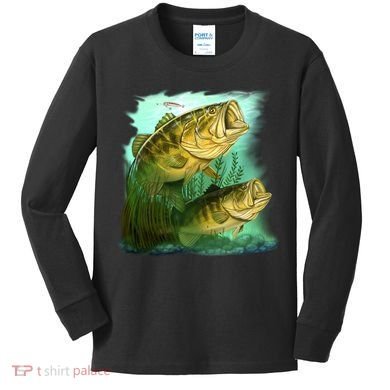 Wildlife - Two Jumping Bass Kids Long Sleeve Shirt