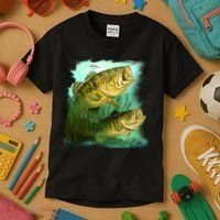 Wildlife - Two Jumping Bass Kids T-Shirt thumb 3