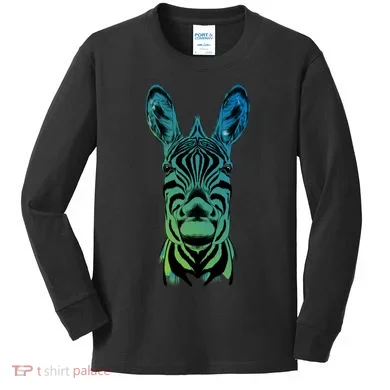 Wildlife - Zebra Head Abstract Kids Long Sleeve Shirt