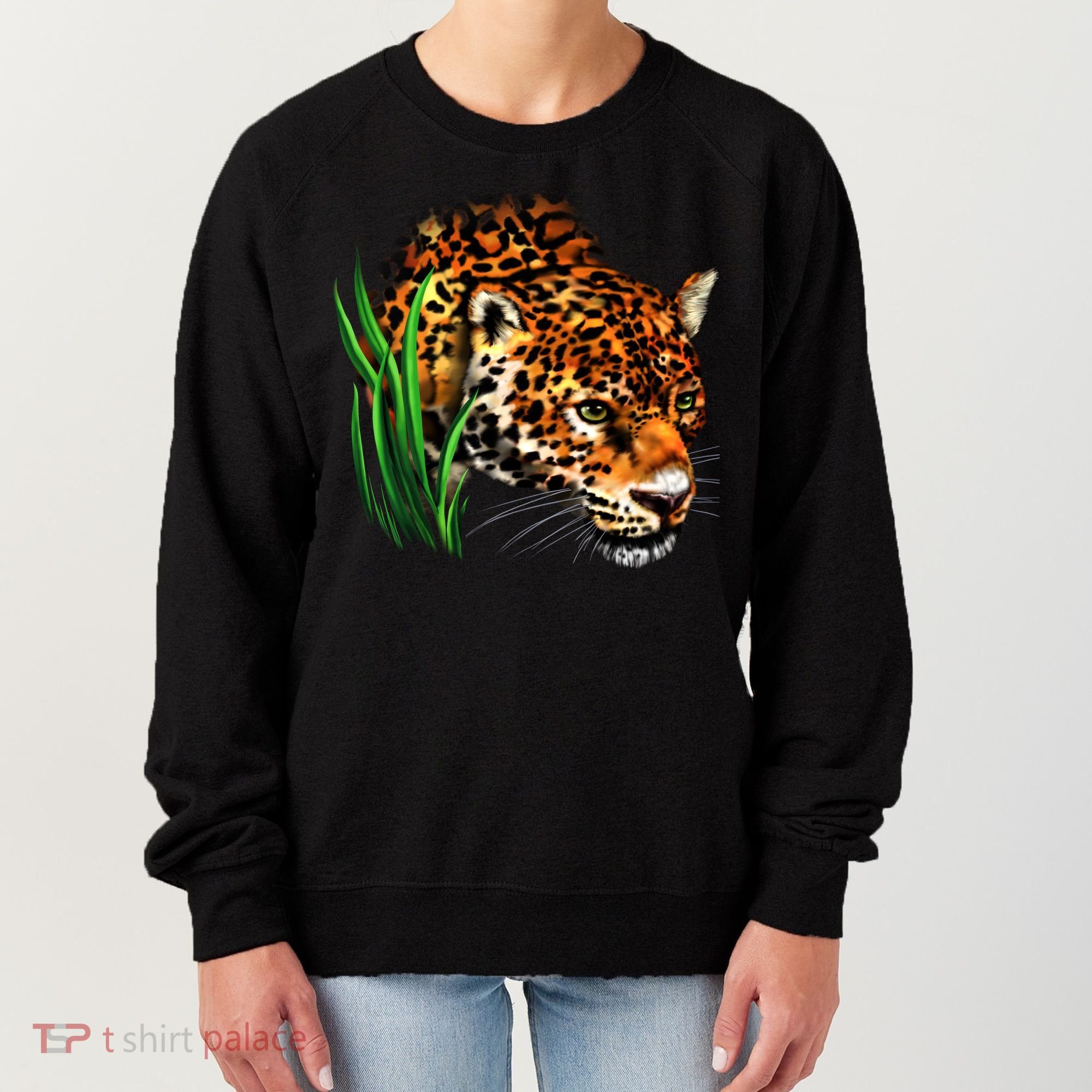 Wildlife Big Face Jaguar In Grass Portrait Women's Sweatshirt