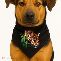 Wildlife Big Face Jaguar In Grass Portrait USA-Made Doggie Bandana thumb 1