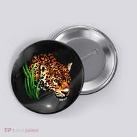 Wildlife Big Face Jaguar In Grass Portrait Button thumb 0