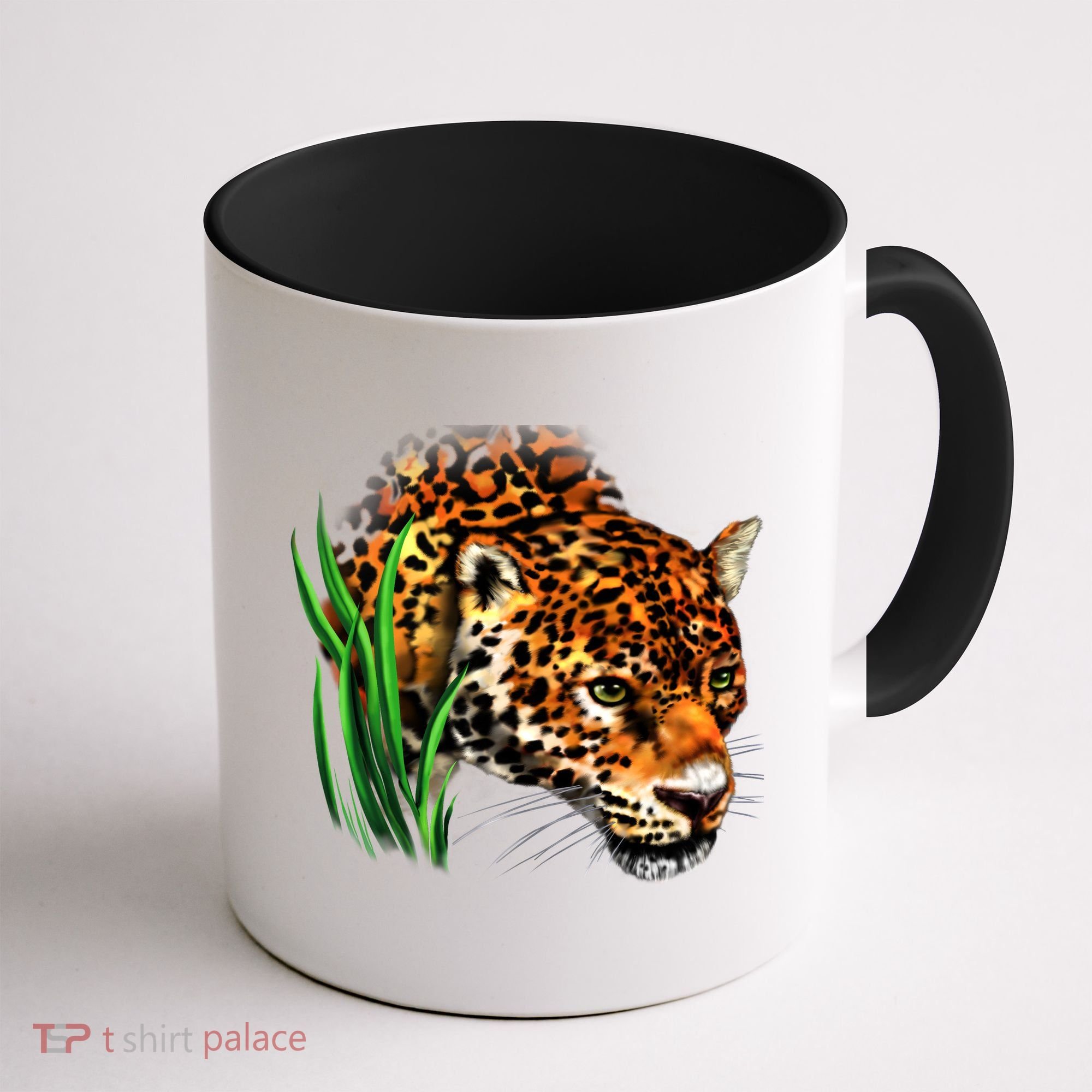 Wildlife Big Face Jaguar In Grass Portrait Coffee Mug
