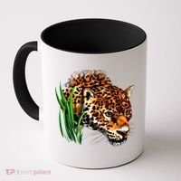 Wildlife Big Face Jaguar In Grass Portrait Coffee Mug thumb 0