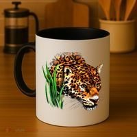 Wildlife Big Face Jaguar In Grass Portrait Coffee Mug thumb 4