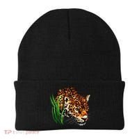 Wildlife Big Face Jaguar In Grass Portrait Beanie thumb 0