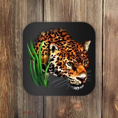 Wildlife Big Face Jaguar In Grass Portrait Coaster