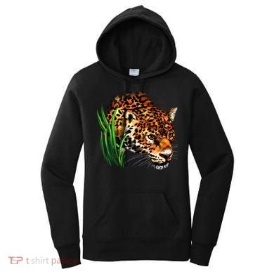 Wildlife Big Face Jaguar In Grass Portrait Women's Hoodie
