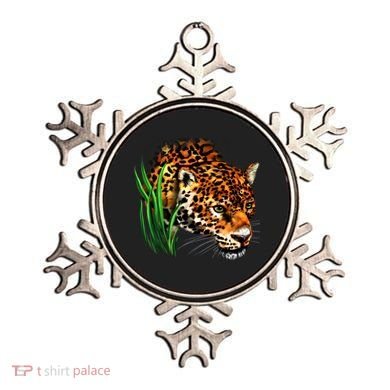 Wildlife Big Face Jaguar In Grass Portrait Ornament
