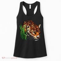 Wildlife Big Face Jaguar In Grass Portrait Women's Tank Top thumb 0
