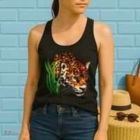 Wildlife Big Face Jaguar In Grass Portrait Women's Tank Top thumb 2