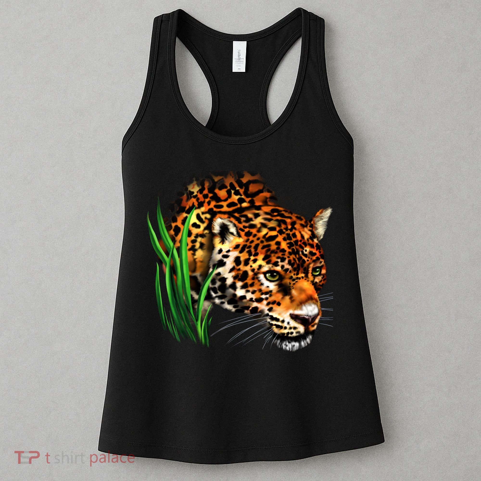 Wildlife Big Face Jaguar In Grass Portrait Women's Tank Top