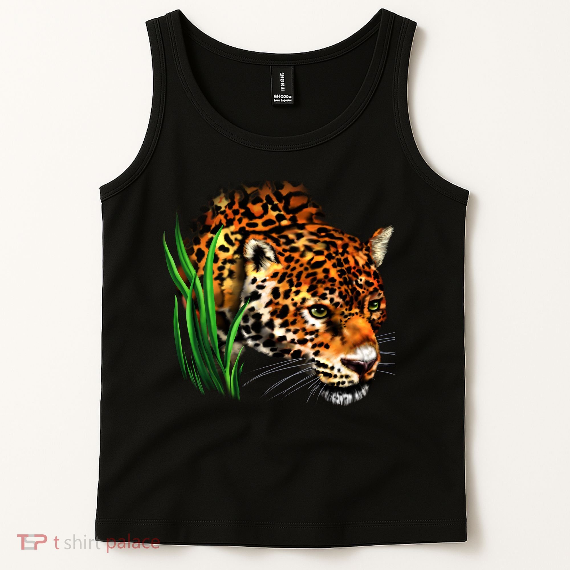 Wildlife Big Face Jaguar In Grass Portrait Tank Top