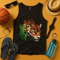 Wildlife Big Face Jaguar In Grass Portrait Tank Top thumb 4
