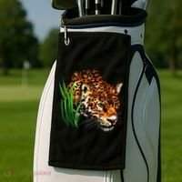 Wildlife Big Face Jaguar In Grass Portrait Golf Towel thumb 2