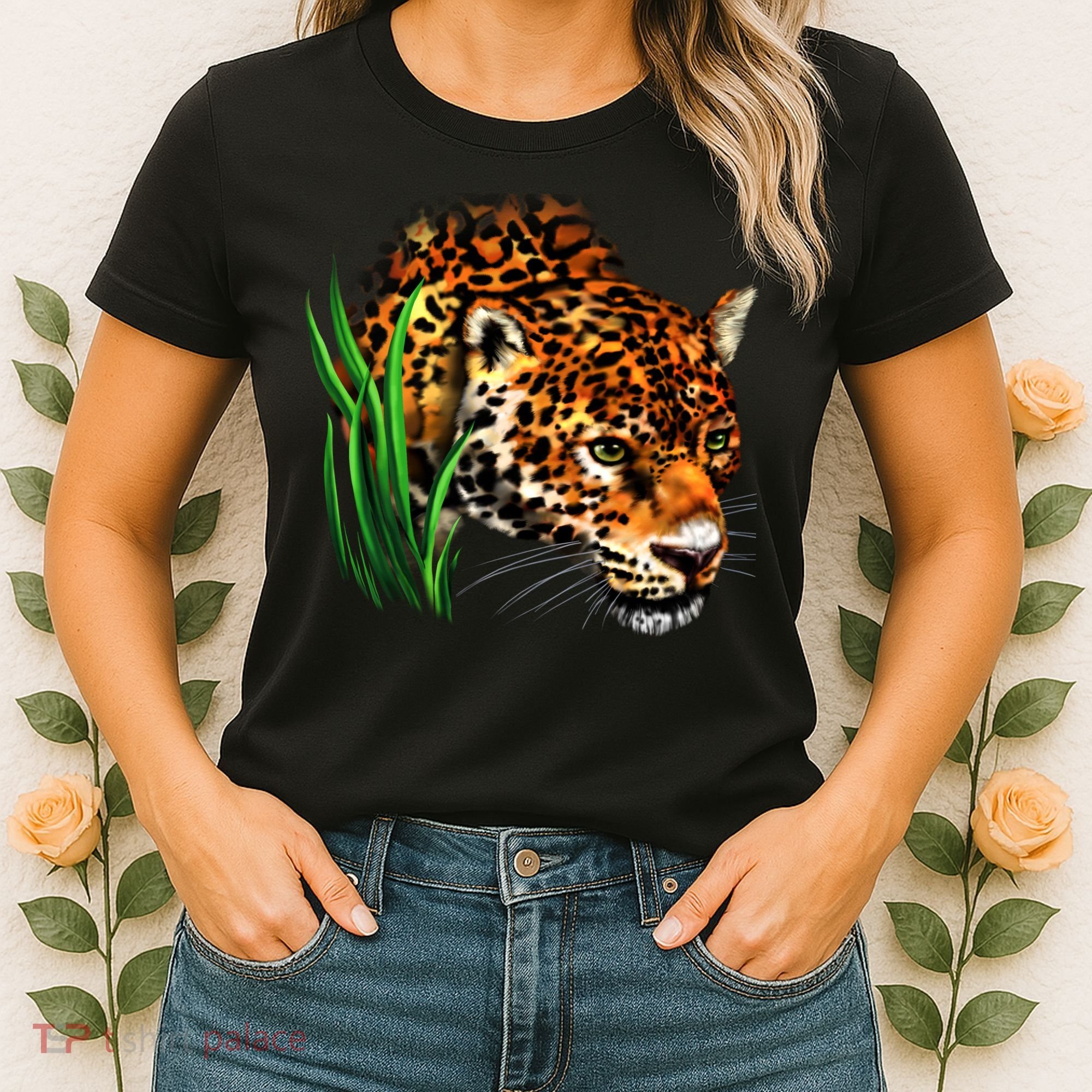 Wildlife Big Face Jaguar In Grass Portrait Women's T-Shirt