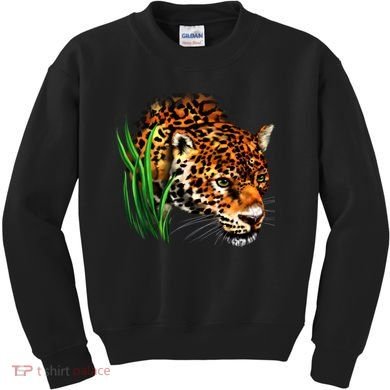 Wildlife Big Face Jaguar In Grass Portrait Kids Sweatshirt